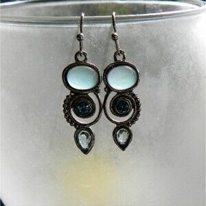 Chic Silver and Blue Drop Earrings